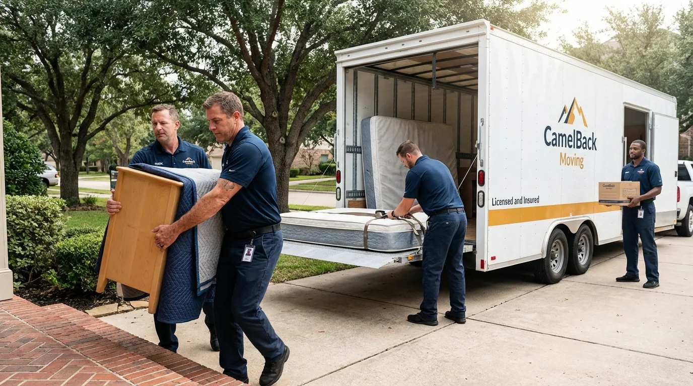 Crew loading residential truck for cross-state move from Derry, NH